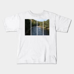 View from the bridge on the Sola river in Wegierska Gorka (Bulwar). Autumn sunny day. Kids T-Shirt